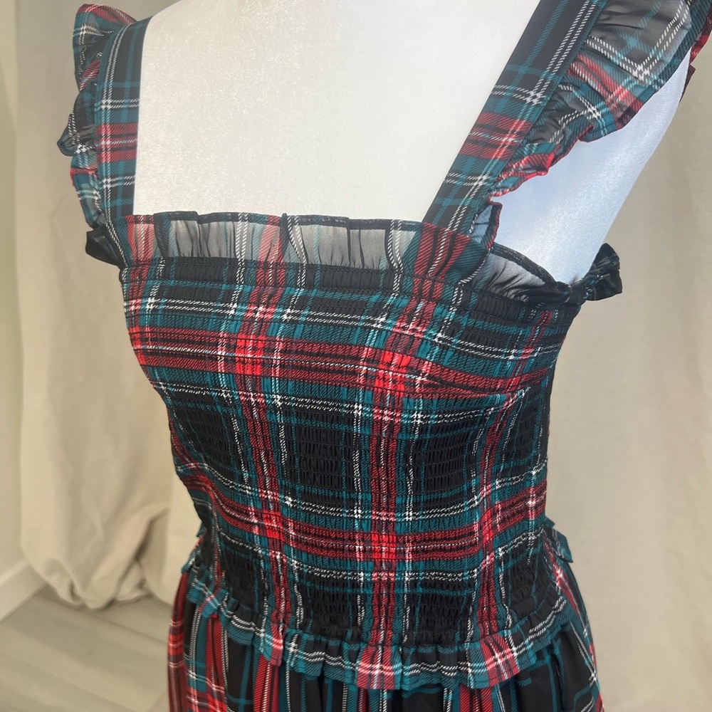 Draper James Kimberly Smocked Midi Dress in Georgia Plaid Preppy Ruffle Sz S - Picture 10 of 10